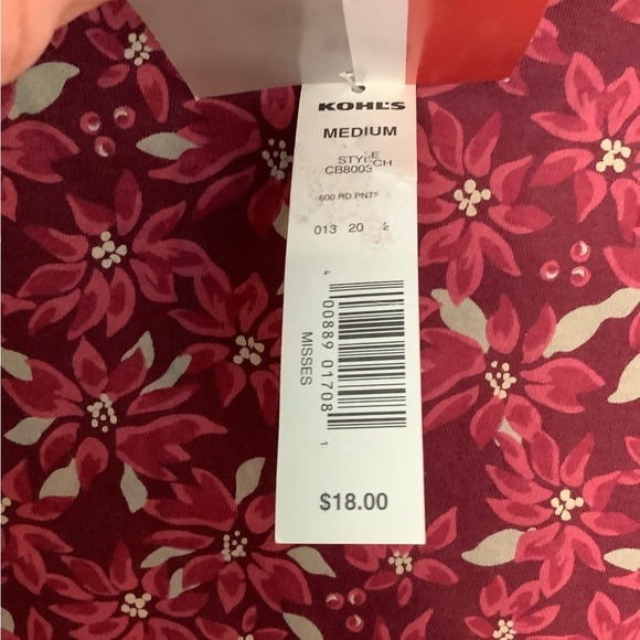 Croft & Barrow Medium 8 - 10 Mockneck Shirt Flowers Wine Tan Long Sleeve NWT - Picture 6 of 9